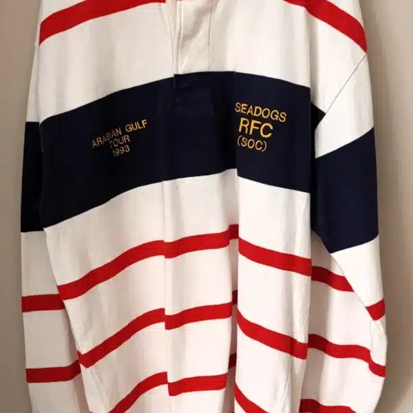 Polo Rugby Vintage – Branco, Azul Marinho e Vermelho