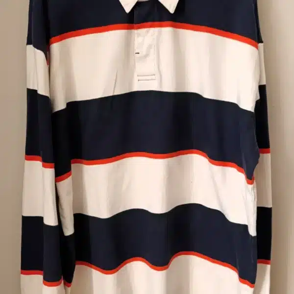 Polo Rugby Vintage – Azul Marinho, Branco e Laranja