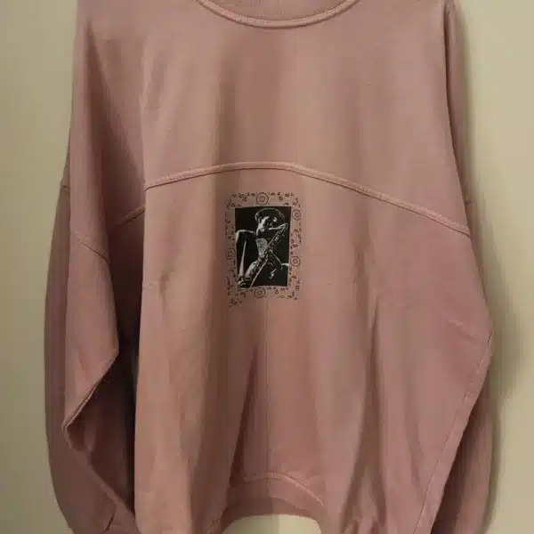 Sweat Vintage – Rosa-Salmão com print de saxofonista